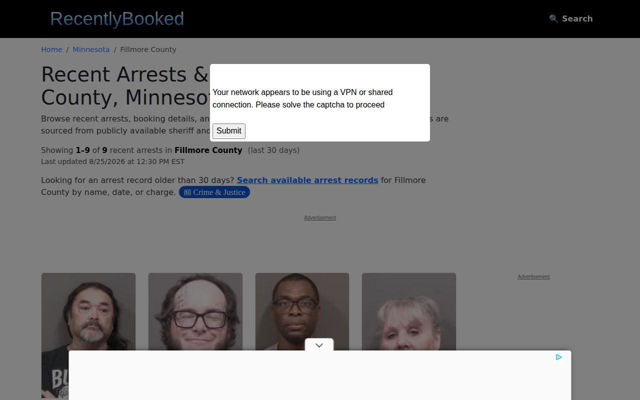 Fillmore County crime news RecentlyBooked county section