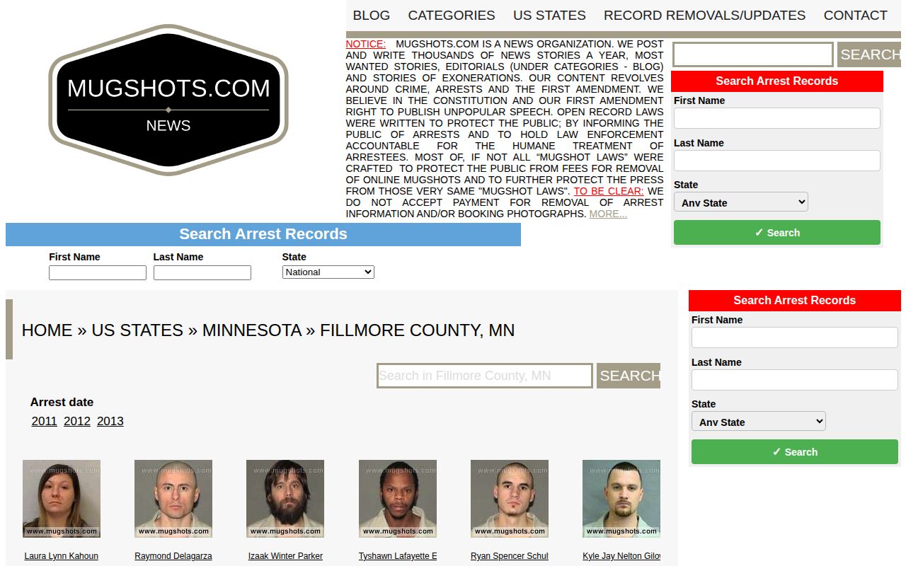 Fillmore County crime news Mugshots.com county section